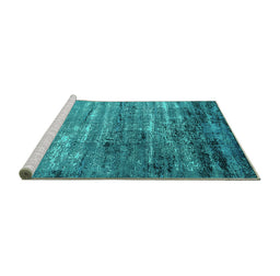 Sideview of Machine Washable Oriental Turquoise Industrial Area Rugs, wshurb2778turq