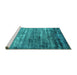 Sideview of Machine Washable Oriental Turquoise Industrial Area Rugs, wshurb2778turq