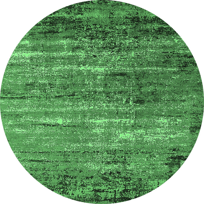 Round Machine Washable Oriental Emerald Green Industrial Area Rugs, wshurb2778emgrn