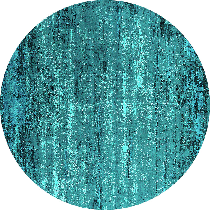 Round Oriental Turquoise Industrial Rug, urb2778turq