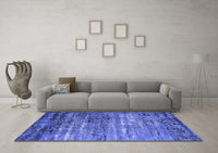 Machine Washable Oriental Blue Industrial Rug, wshurb2778blu