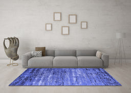 Machine Washable Oriental Blue Industrial Rug in a Living Room, wshurb2778blu