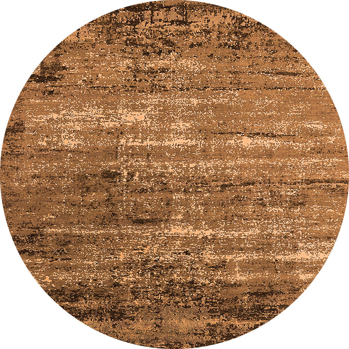 Round Machine Washable Oriental Orange Industrial Area Rugs, wshurb2778org