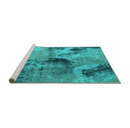 Sideview of Machine Washable Oriental Turquoise Industrial Area Rugs, wshurb2779turq