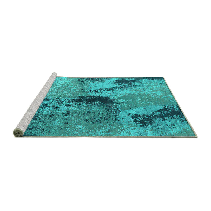 Sideview of Machine Washable Oriental Turquoise Industrial Area Rugs, wshurb2779turq