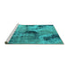 Sideview of Machine Washable Oriental Turquoise Industrial Area Rugs, wshurb2779turq