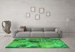 Machine Washable Oriental Green Industrial Area Rugs in a Living Room,, wshurb2779grn