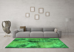 Machine Washable Oriental Green Industrial Area Rugs in a Living Room,, wshurb2779grn