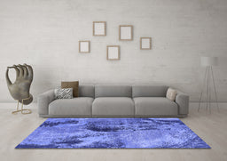 Machine Washable Oriental Blue Industrial Rug in a Living Room, wshurb2779blu