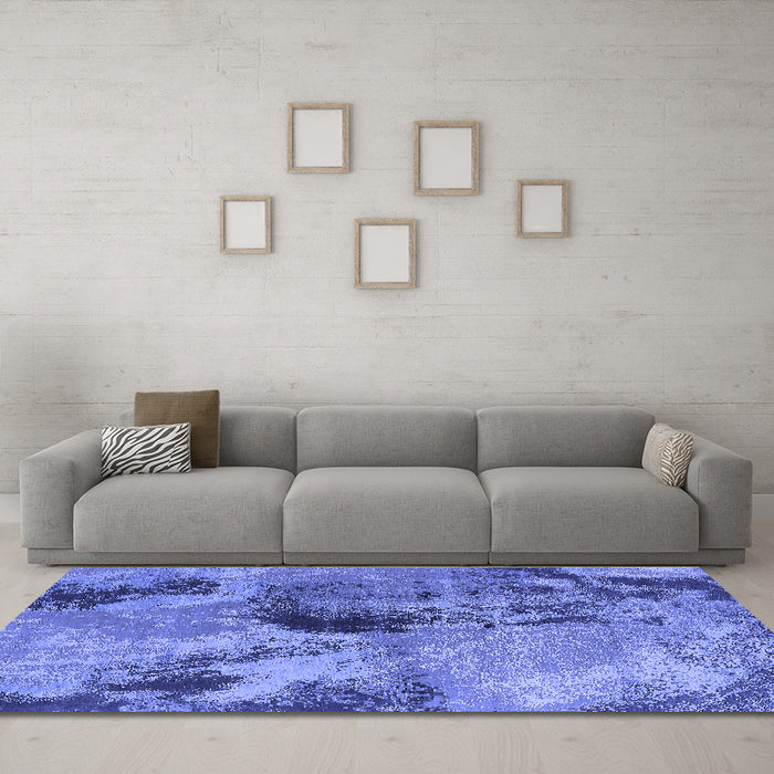Machine Washable Oriental Blue Industrial Rug in a Living Room, wshurb2779blu