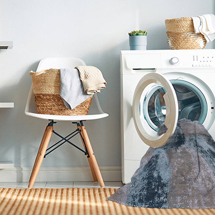 Machine Washable Industrial Modern Gray Rug in a Washing Machine, wshurb2779