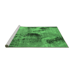 Sideview of Machine Washable Oriental Emerald Green Industrial Area Rugs, wshurb2779emgrn