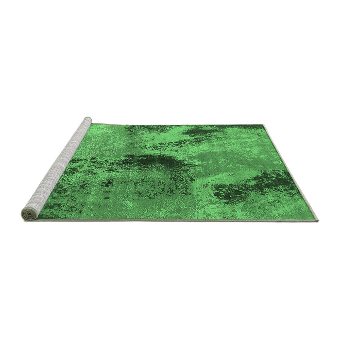 Sideview of Machine Washable Oriental Emerald Green Industrial Area Rugs, wshurb2779emgrn