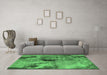 Machine Washable Oriental Emerald Green Industrial Area Rugs in a Living Room,, wshurb2779emgrn