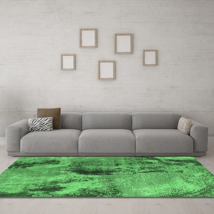 Machine Washable Oriental Emerald Green Industrial Area Rugs in a Living Room,, wshurb2779emgrn