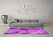 Machine Washable Oriental Pink Industrial Rug in a Living Room, wshurb2779pnk