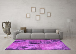 Machine Washable Oriental Pink Industrial Rug in a Living Room, wshurb2779pnk