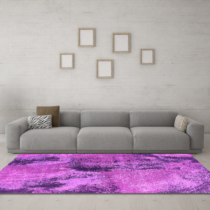 Machine Washable Oriental Pink Industrial Rug in a Living Room, wshurb2779pnk