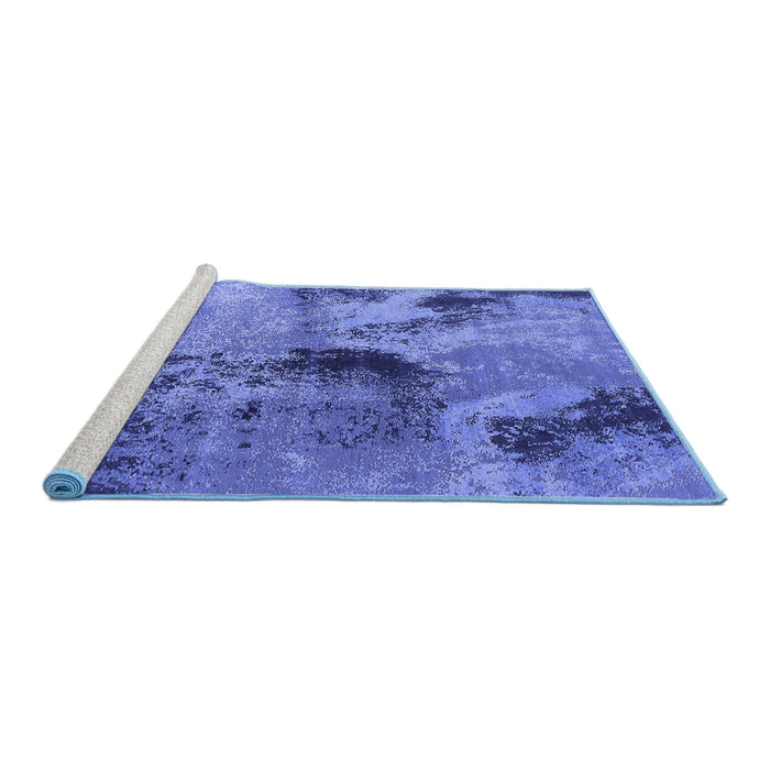 Sideview of Machine Washable Oriental Blue Industrial Rug, wshurb2779blu