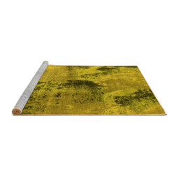 Sideview of Machine Washable Oriental Yellow Industrial Rug, wshurb2779yw