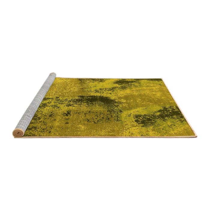 Sideview of Machine Washable Oriental Yellow Industrial Rug, wshurb2779yw