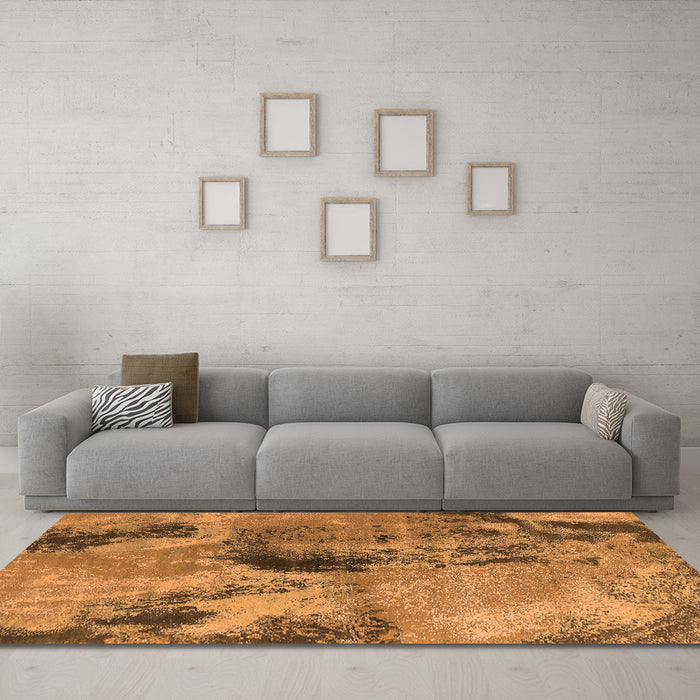 Machine Washable Oriental Orange Industrial Area Rugs in a Living Room, wshurb2779org