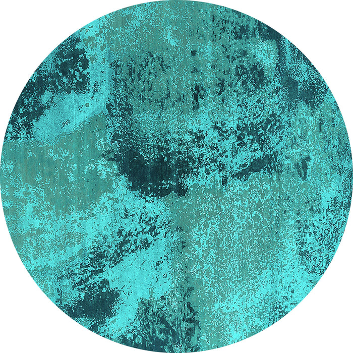 Round Oriental Turquoise Industrial Rug, urb2779turq