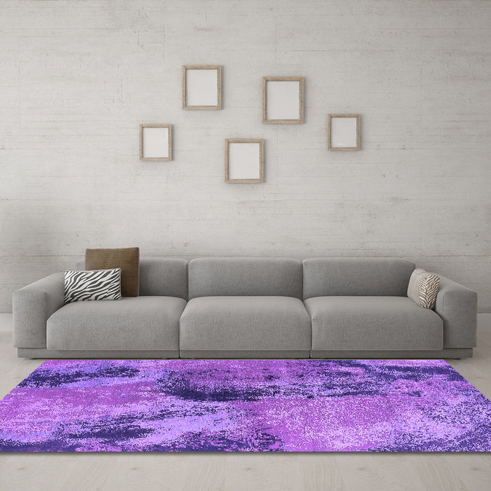 Machine Washable Oriental Purple Industrial Area Rugs in a Living Room, wshurb2779pur