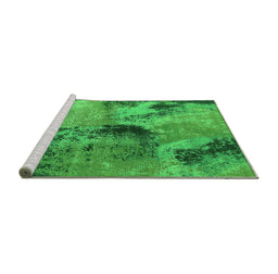 Sideview of Machine Washable Oriental Green Industrial Area Rugs, wshurb2779grn