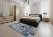 Mid-Century Modern Gray Oriental Rug in a Bedroom, urb2779