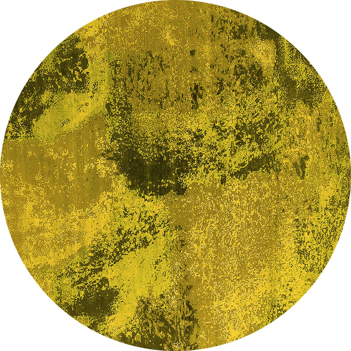 Round Oriental Yellow Industrial Rug, urb2779yw