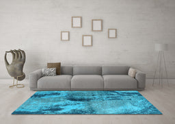 Machine Washable Oriental Light Blue Industrial Rug in a Living Room, wshurb2779lblu