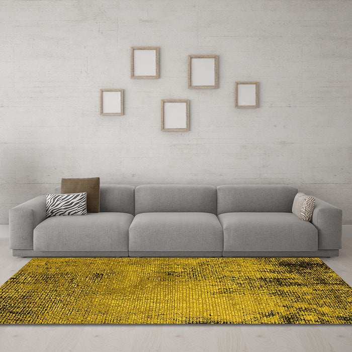Machine Washable Oriental Yellow Industrial Rug in a Living Room, wshurb2780yw