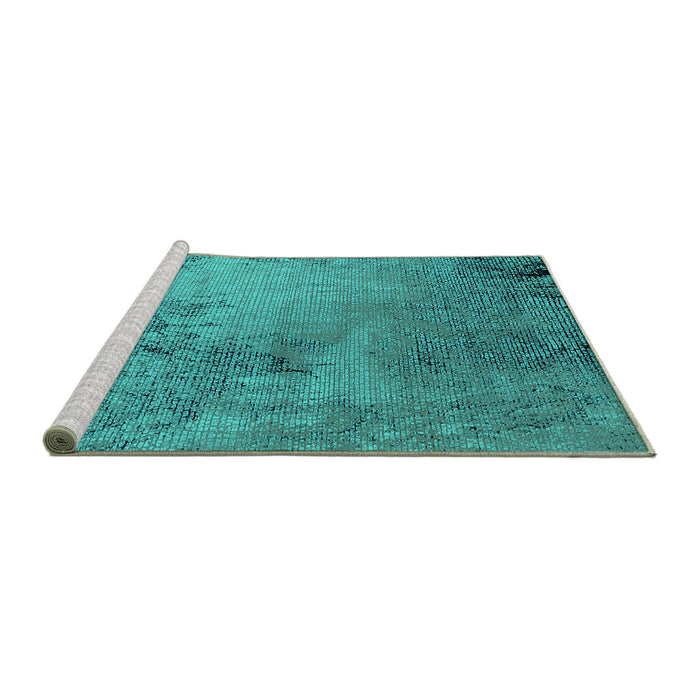 Sideview of Machine Washable Oriental Turquoise Industrial Area Rugs, wshurb2780turq