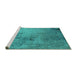 Sideview of Machine Washable Oriental Turquoise Industrial Area Rugs, wshurb2780turq