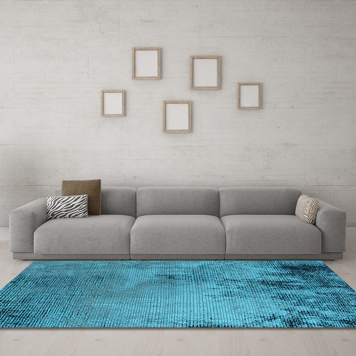 Machine Washable Oriental Light Blue Industrial Rug in a Living Room, wshurb2780lblu