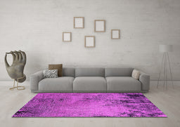 Machine Washable Oriental Pink Industrial Rug in a Living Room, wshurb2780pnk