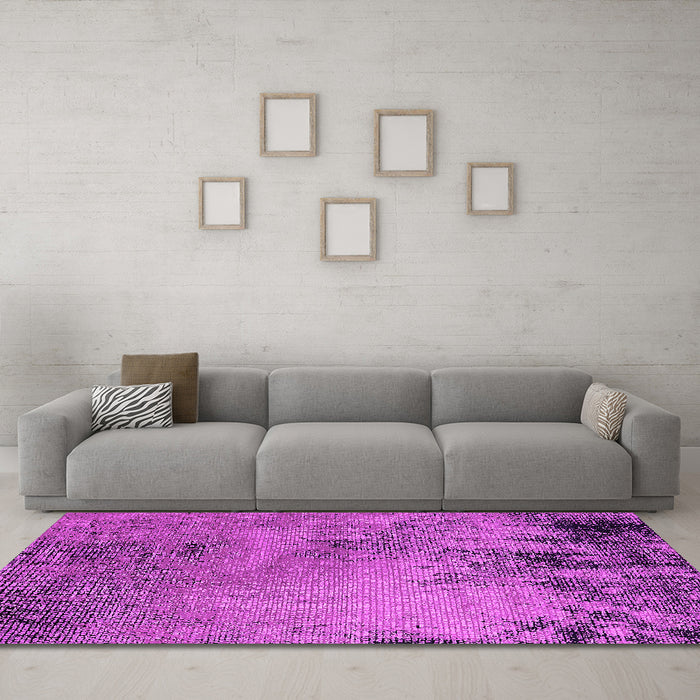 Machine Washable Oriental Pink Industrial Rug in a Living Room, wshurb2780pnk