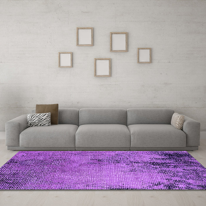 Machine Washable Oriental Purple Industrial Area Rugs in a Living Room, wshurb2780pur