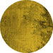 Round Machine Washable Oriental Yellow Industrial Rug, wshurb2780yw