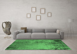 Machine Washable Oriental Emerald Green Industrial Area Rugs in a Living Room,, wshurb2780emgrn