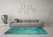Machine Washable Oriental Turquoise Industrial Area Rugs in a Living Room,, wshurb2780turq