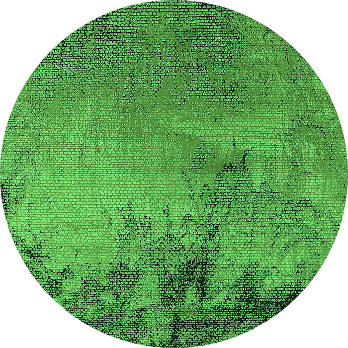Round Oriental Green Industrial Rug, urb2780grn