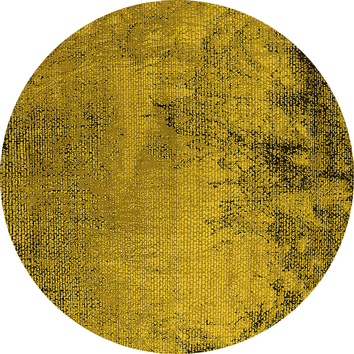 Round Oriental Yellow Industrial Rug, urb2780yw