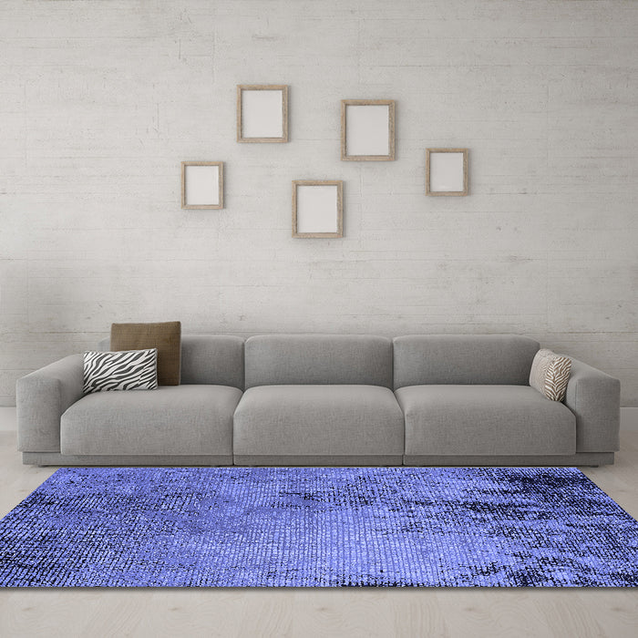 Machine Washable Oriental Blue Industrial Rug in a Living Room, wshurb2780blu
