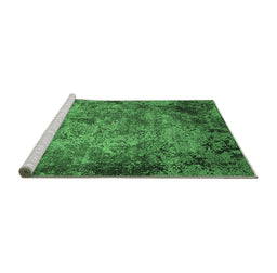 Sideview of Machine Washable Oriental Emerald Green Industrial Area Rugs, wshurb2781emgrn