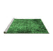 Sideview of Machine Washable Oriental Emerald Green Industrial Area Rugs, wshurb2781emgrn