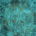 Square Oriental Turquoise Industrial Rug, urb2781turq