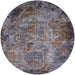 Round Machine Washable Industrial Modern Black Rug, wshurb2781