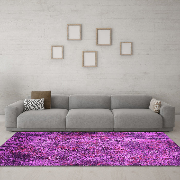 Machine Washable Oriental Pink Industrial Rug in a Living Room, wshurb2781pnk